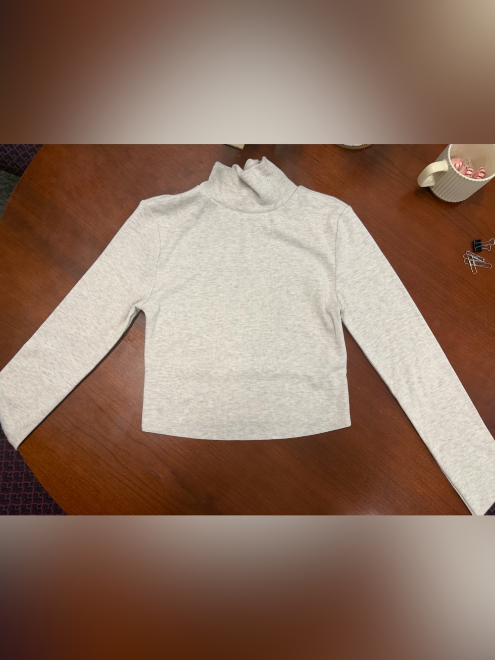 Women's Light Cream Turtleneck Sweater - XS